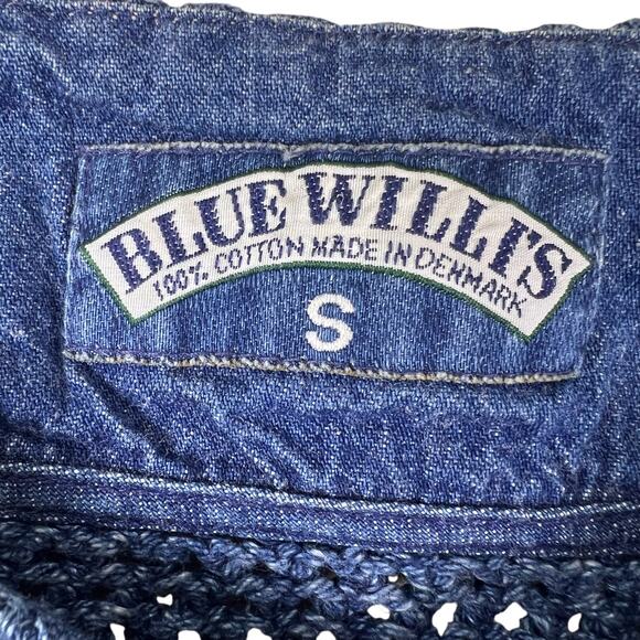 Vintage Blue Willi’s Denmark Cardigan S | Indigo Cotton 90s Fisherman Cable Knit - Picture 7 of 16